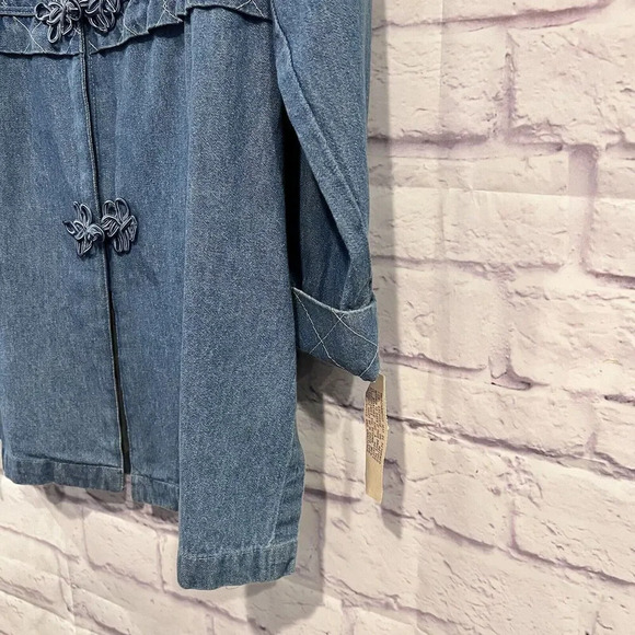 Saint Germain Paris Vintage Denim Chore Jacket Embellished Chambray Shacket - Picture 6 of 14